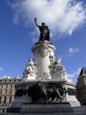 Famous Republic Square with monument la Republique with Marianne statue, Paris landmark, France